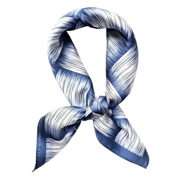 Blue Pattern Mulberry Silk Neck Scarf - Picture 1 of 4